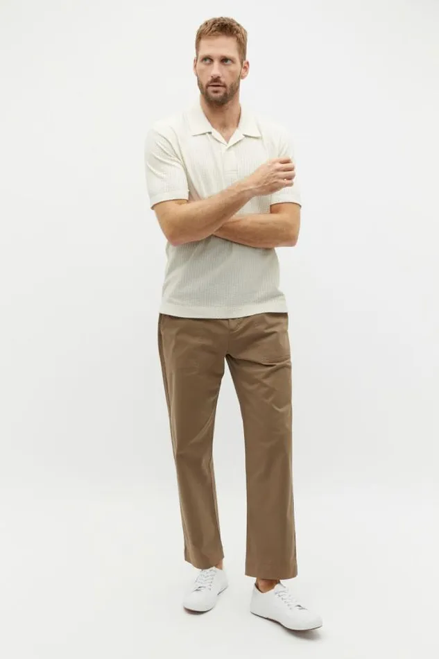 Men TShirts and Sweaters Seed Heritage Tonal Stripe Polo Ivory
