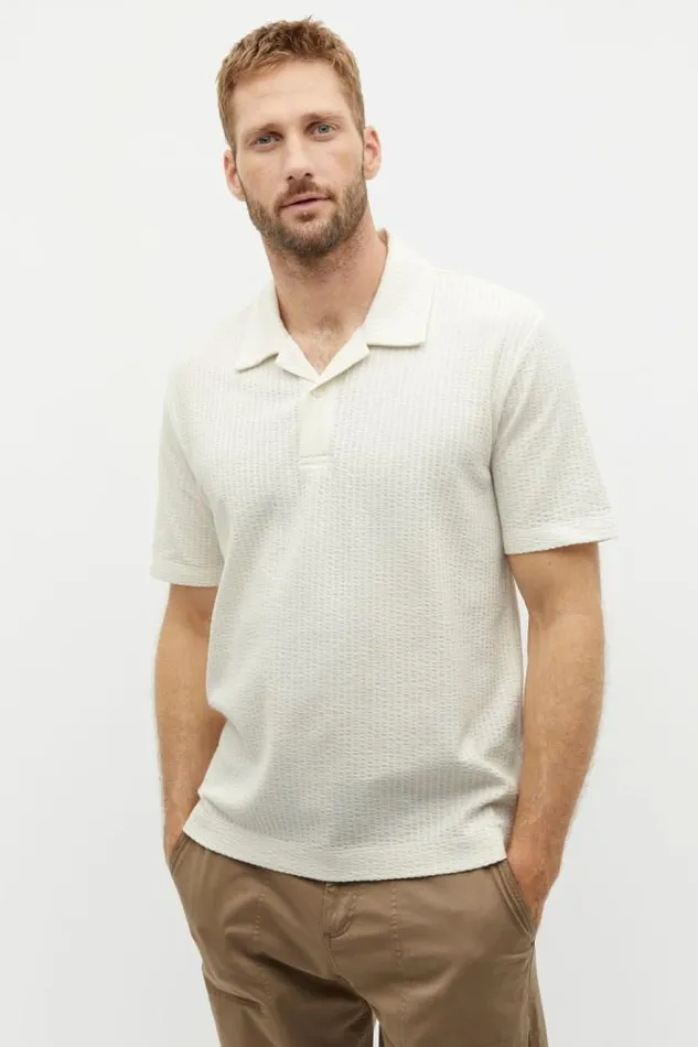 Men TShirts and Sweaters Seed Heritage Tonal Stripe Polo Ivory