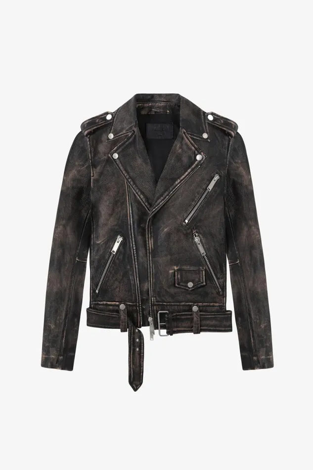 Men The Deuce Biker Jacket Heavy Relic Black OTHER LEATHER JACKETS