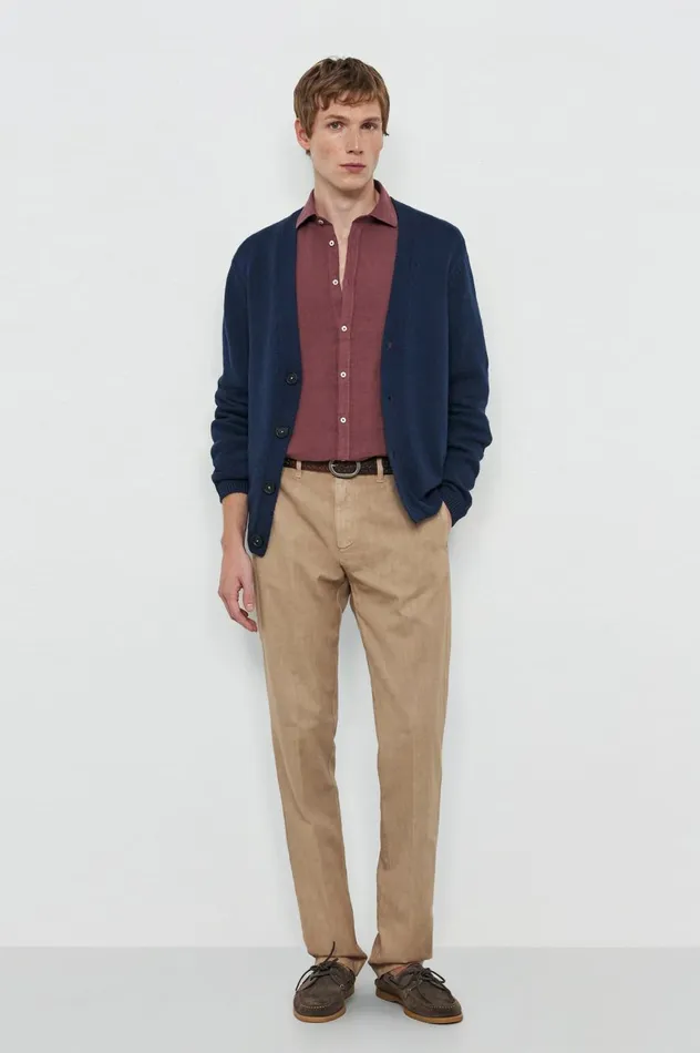 Men TONY 8211 Cotton Silk Cardigan 8211 Blu Massimo Alba Knitwear