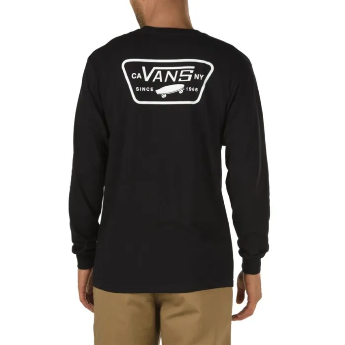 Men Vans Full Patch Back Long Sleeve TShirt BlackWhite TShirts and Tanks