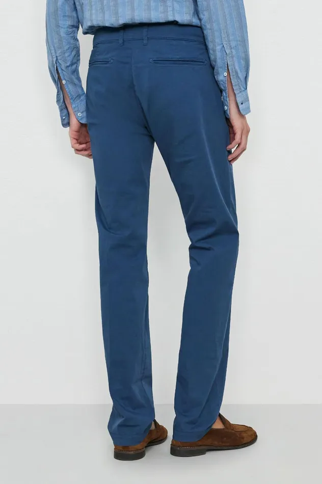 Men WINCH2 8211 Stone Washed Cotton Gabardine Trousers 8211 Oltremare Massimo Alba Trousers and Shorts