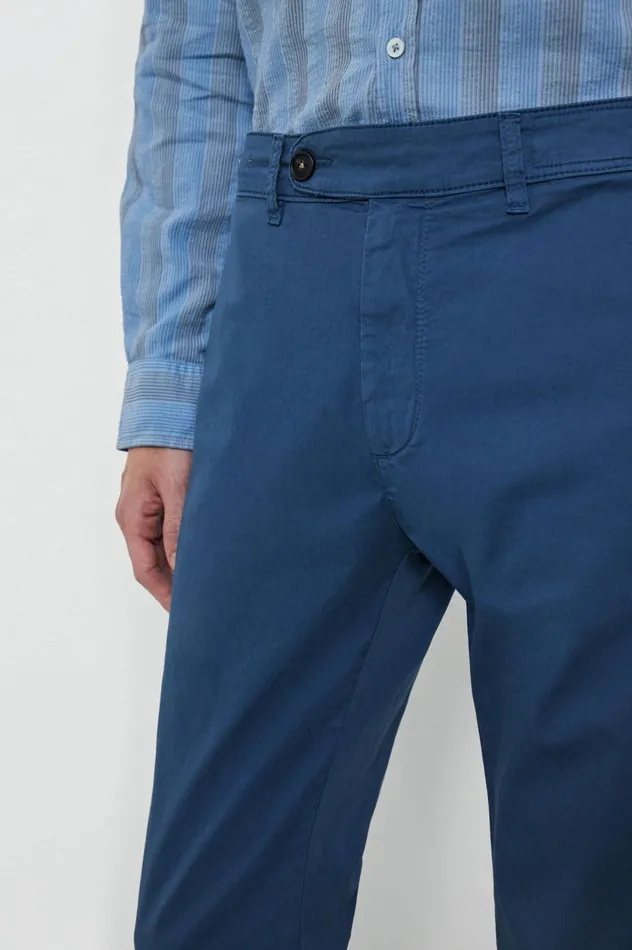 Men WINCH2 8211 Stone Washed Cotton Gabardine Trousers 8211 Oltremare Massimo Alba Trousers and Shorts