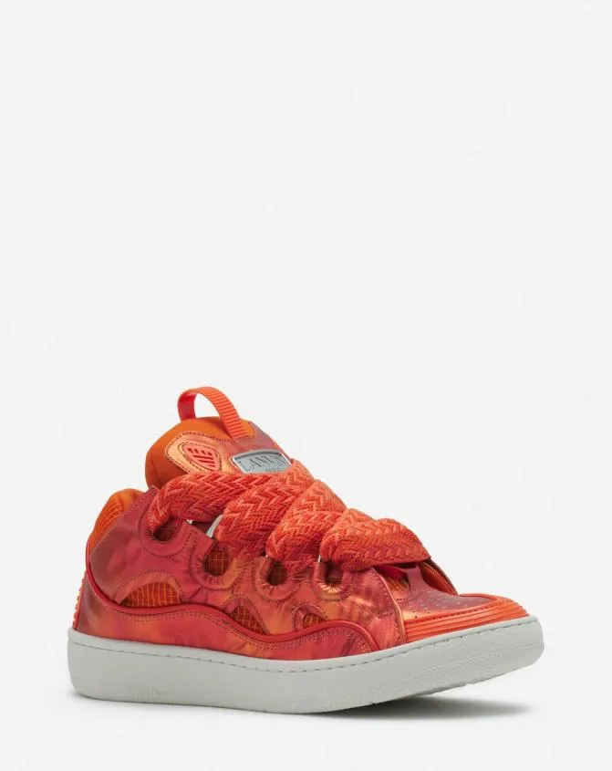 MenWomen Curb Lanvin Curb HologramEffect Leather Sneakers Pinkcoral MenWomen Curb Lanvin Curb HologramEffect Leather Sneakers Pinkcoral