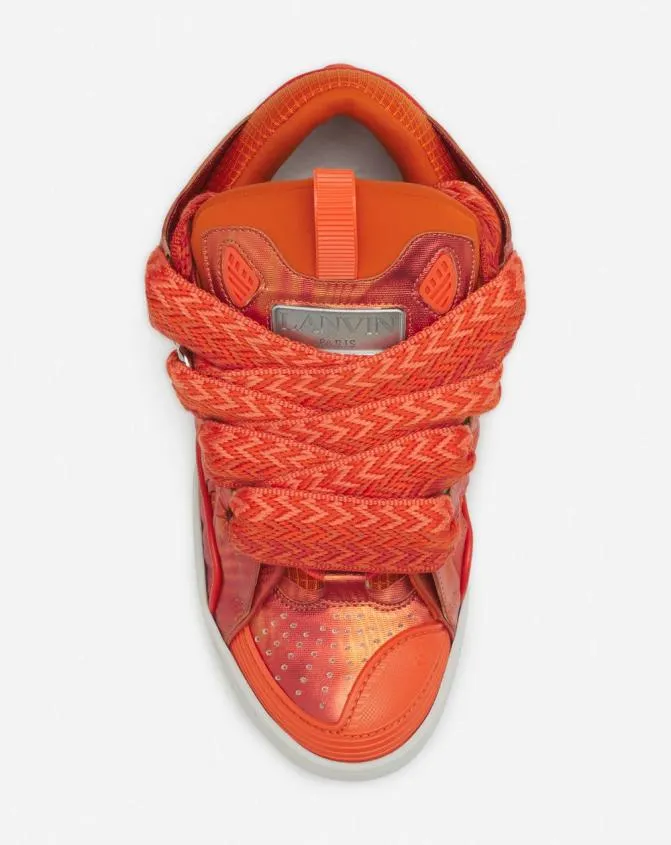 MenWomen Curb Lanvin Curb HologramEffect Leather Sneakers Pinkcoral MenWomen Curb Lanvin Curb HologramEffect Leather Sneakers Pinkcoral