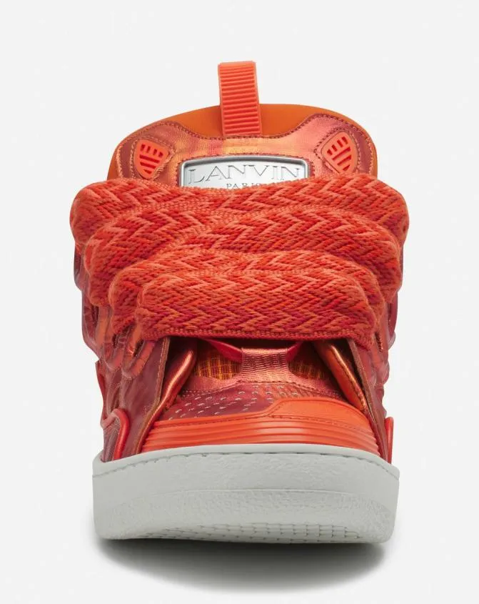 MenWomen Curb Lanvin Curb HologramEffect Leather Sneakers Pinkcoral MenWomen Curb Lanvin Curb HologramEffect Leather Sneakers Pinkcoral