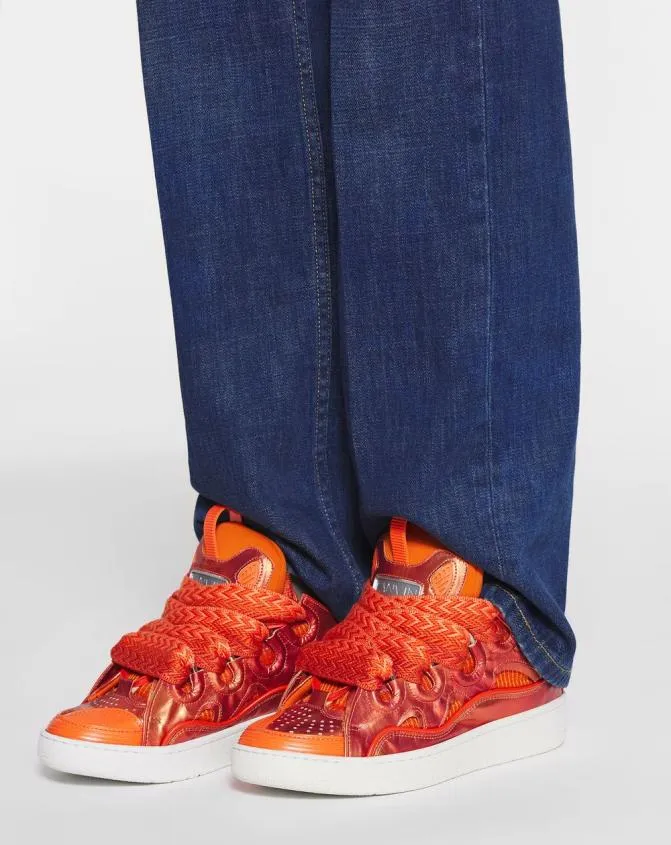 MenWomen Curb Lanvin Curb HologramEffect Leather Sneakers Pinkcoral MenWomen Curb Lanvin Curb HologramEffect Leather Sneakers Pinkcoral