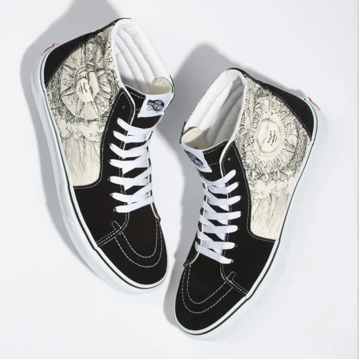 MenWomen Ouroboros Sk8Hi BlackTrue White Classics Shoes Vans