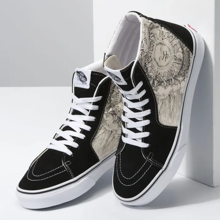MenWomen Ouroboros Sk8Hi BlackTrue White Classics Shoes Vans