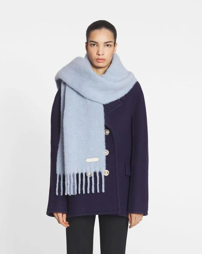 MenWomen Scarves Lanvin Fringed Scarf In Wool Newlanvin Blue MenWomen Scarves Lanvin Fringed Scarf In Wool Newlanvin Blue