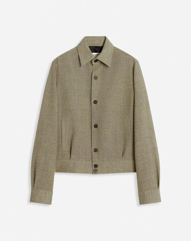 MenWomen Shirts Lanvin Unisex Short Wool Overshirt Lin