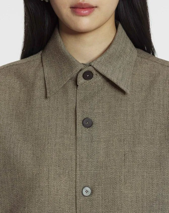 MenWomen Shirts Lanvin Unisex Short Wool Overshirt Lin