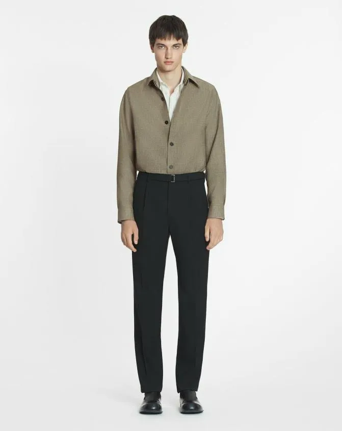 MenWomen Shirts Lanvin Unisex Short Wool Overshirt Lin