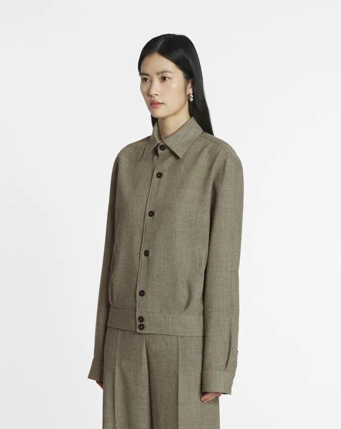 MenWomen Shirts Lanvin Unisex Short Wool Overshirt Lin