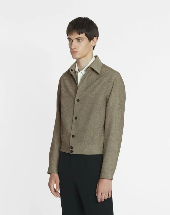 MenWomen Shirts Lanvin Unisex Short Wool Overshirt Lin