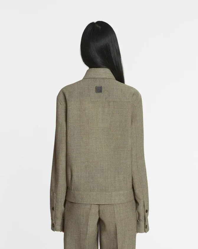 MenWomen Shirts Lanvin Unisex Short Wool Overshirt Lin