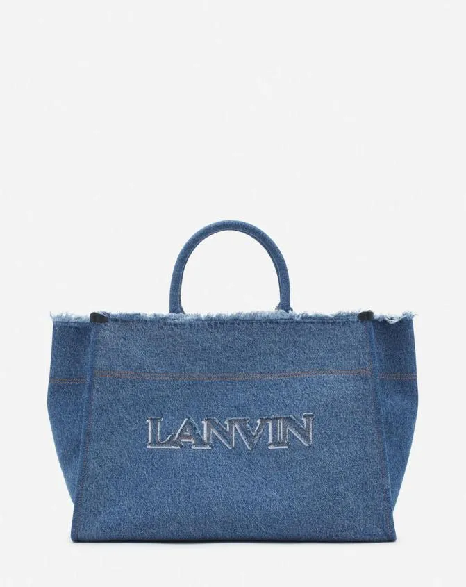 MenWomen Tote Bags Lanvin InU0026Out Mm Tote Bag In Denim Denim Blue