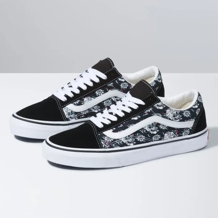 MenWomen Vans Flash Skulls Old Skool MultiTrue White Classics Shoes