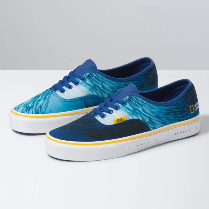 MenWomen Vans National Geographic Authentic OceanTrue Blue Classics Shoes
