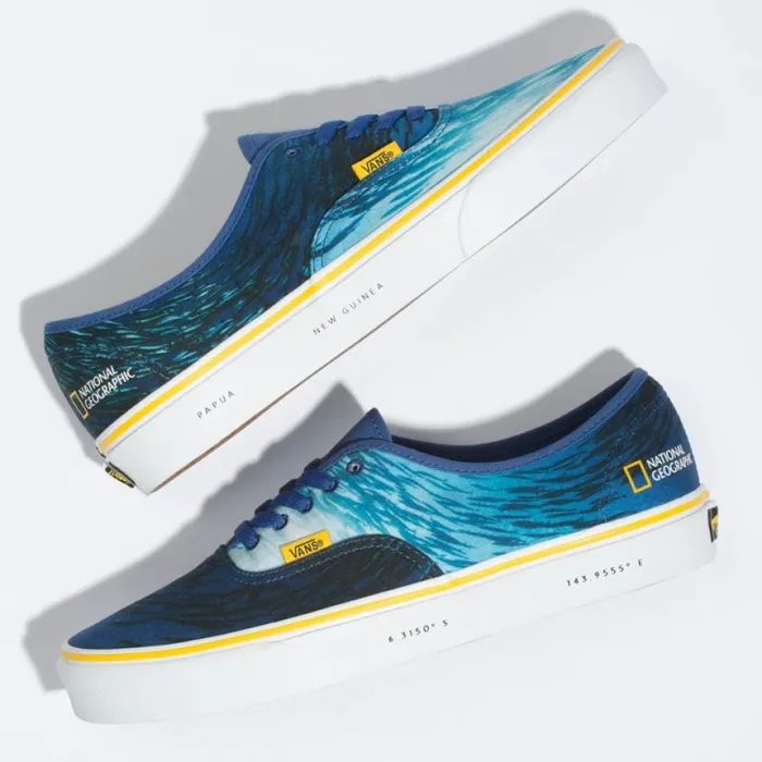 MenWomen Vans National Geographic Authentic OceanTrue Blue Classics Shoes