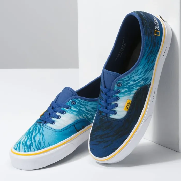 MenWomen Vans National Geographic Authentic OceanTrue Blue Classics Shoes