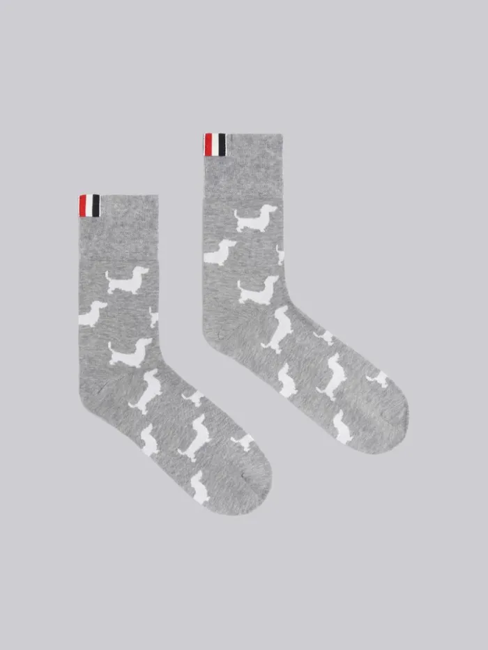 Mercerized Cotton Hector Half Ankle Mini Crew Socks Light Grey Women Thom Browne Socks