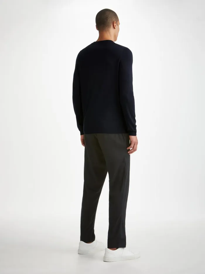 Merino Sweaters and Hoodies Men Derek Rose Sweater Orson Merino Wool Navy