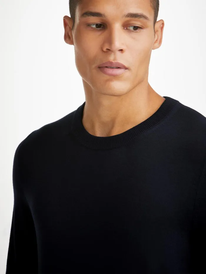 Merino Sweaters and Hoodies Men Derek Rose Sweater Orson Merino Wool Navy