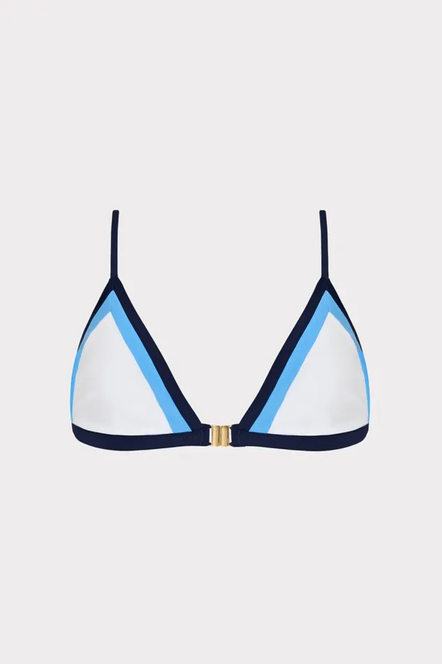 Milly Bikinis Women Amalfi Color Block Bikini Top Navy Multi