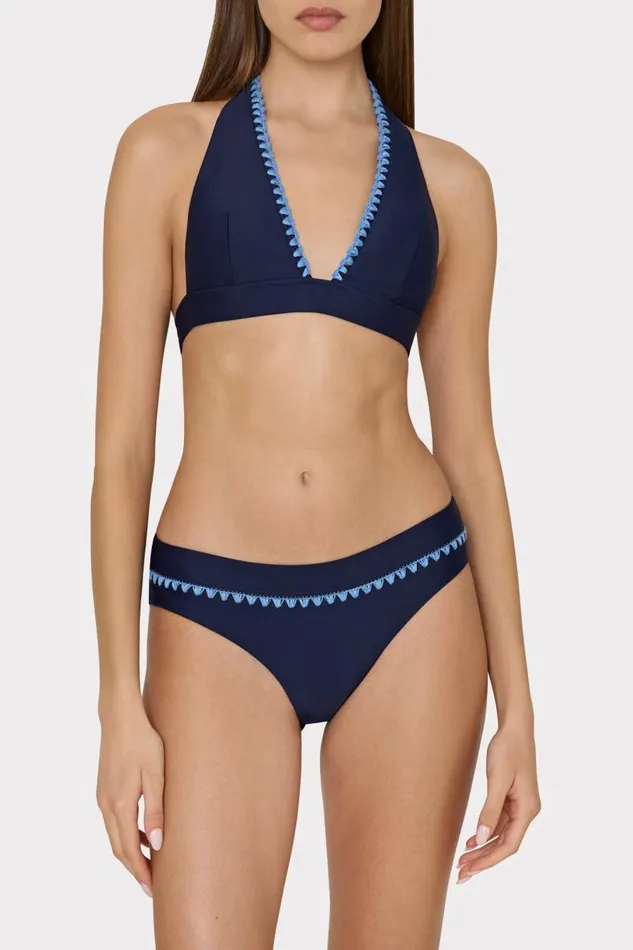 Milly Bikinis Women Crochet Stitch Halter Bikini Top Navyblue Milly Bikinis Women Crochet Stitch Halter Bikini Top Navyblue