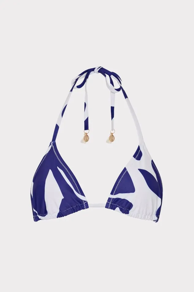 Milly Bikinis Women Grand Foliage Triangle Bikini Top Navywhite