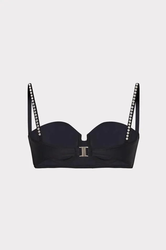 Milly Bikinis Women Heat Set Embellishment Bikini Top Black Milly Bikinis Women Heat Set Embellishment Bikini Top Black