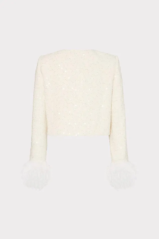 Milly Coats and Jackets Women Aya Beaded Tweed Jacket White