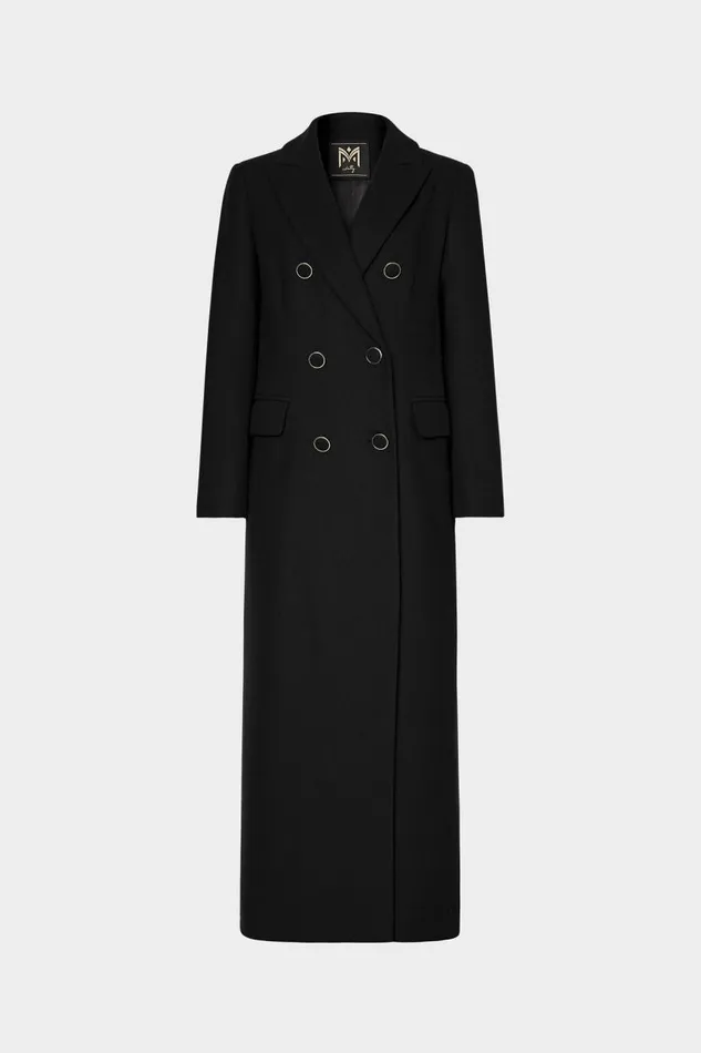 Milly Coats and Jackets Women Double Breasted Wool Coat Black