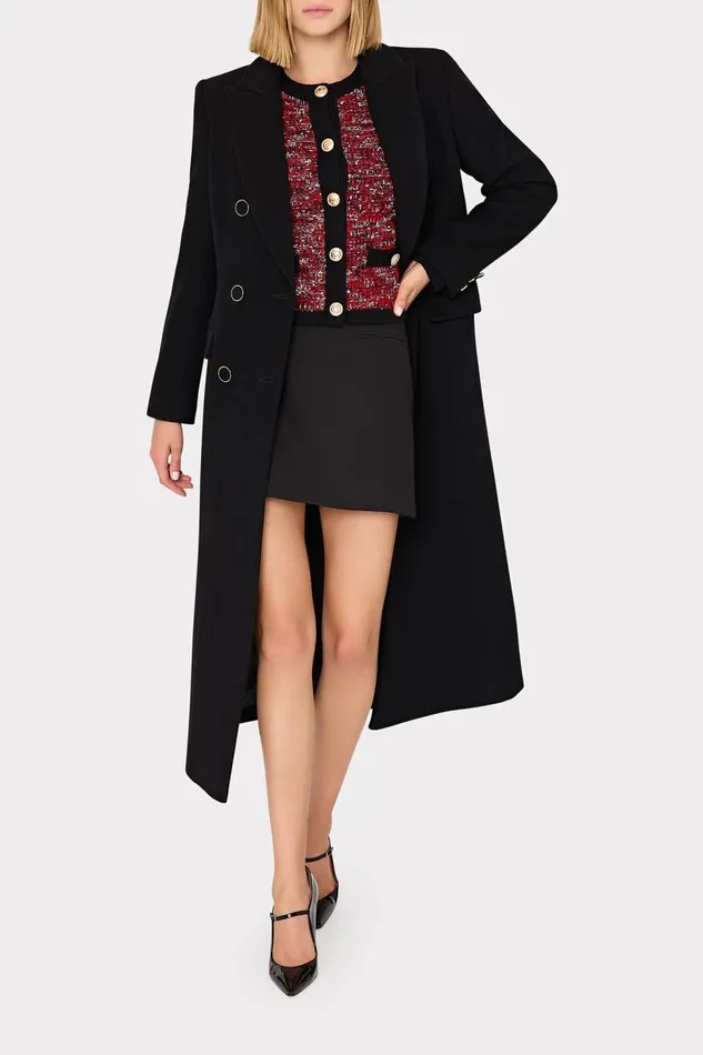 Milly Coats and Jackets Women Double Breasted Wool Coat Black