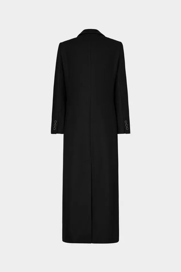 Milly Coats and Jackets Women Double Breasted Wool Coat Black