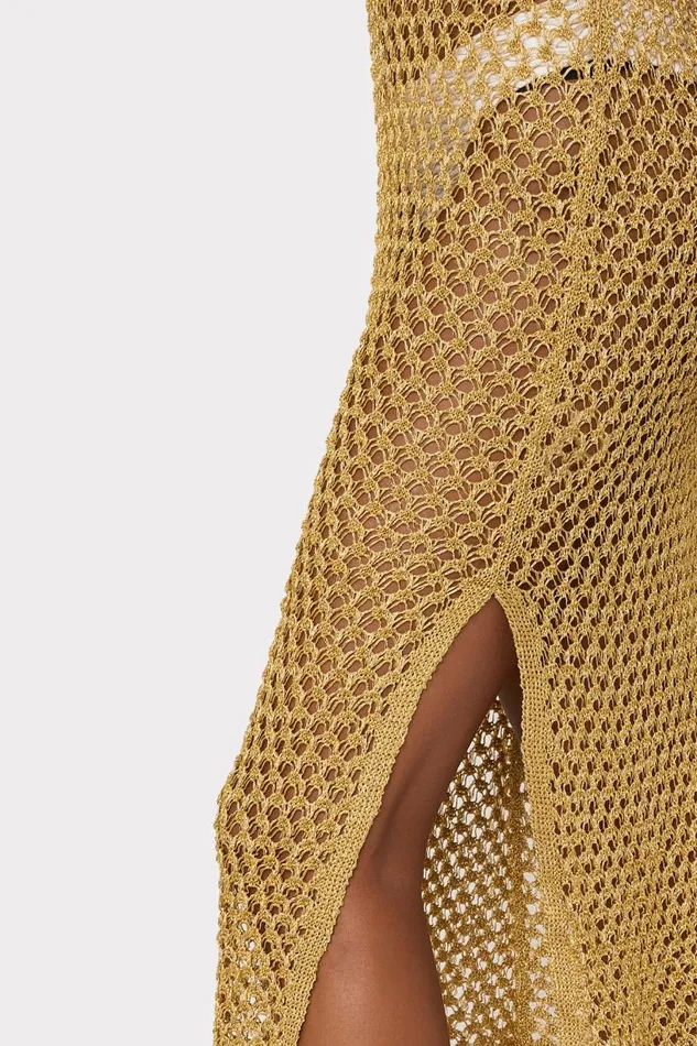 Milly CoverUps Women Metallic Mesh V Neck Midi CoverUp Dress Gold Milly CoverUps Women Metallic Mesh V Neck Midi CoverUp Dress Gold