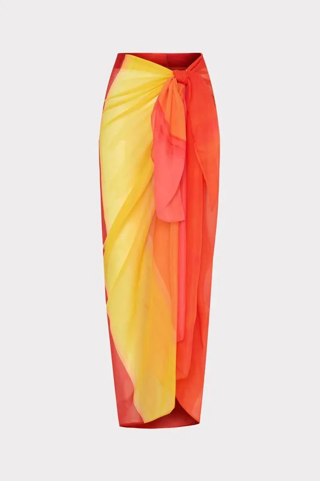 Milly CoverUps Women Sunset Stripe Chiffon Sarong Multi