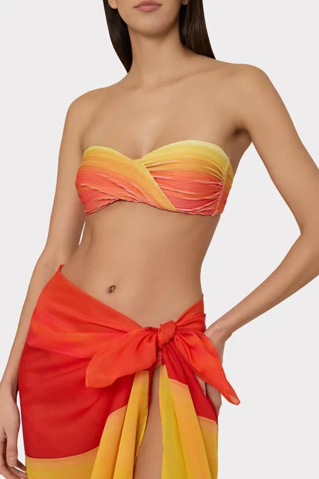 Milly CoverUps Women Sunset Stripe Chiffon Sarong Multi Milly CoverUps Women Sunset Stripe Chiffon Sarong Multi