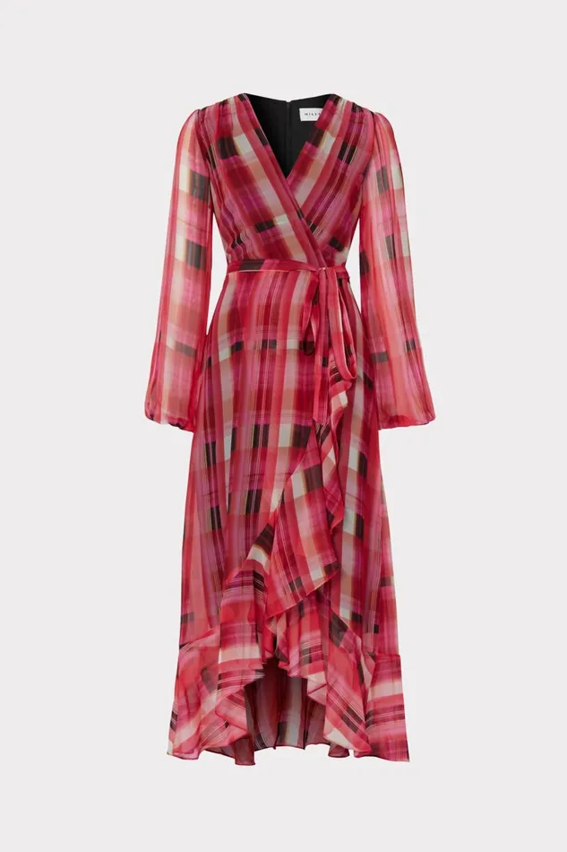 Milly Dresses Women Halley Prep Plaid Dress Red Multi