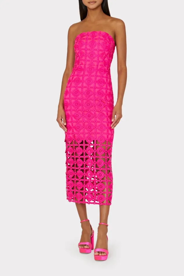 Milly Dresses Women Kait Tile Lace Dress Milly Pink