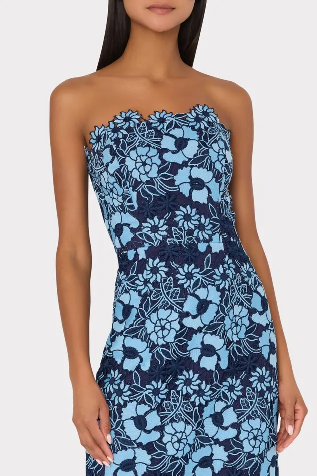 Milly Dresses Women Kait Two Tone Floral Lace Midi Dress Bluenavy Milly Dresses Women Kait Two Tone Floral Lace Midi Dress Bluenavy