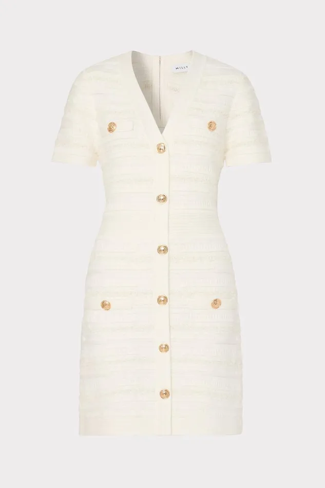 Milly Dresses Women Kennedy Textured Knit Mini Dress Ecru