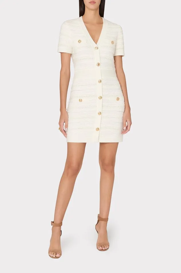 Milly Dresses Women Kennedy Textured Knit Mini Dress Ecru Milly Dresses Women Kennedy Textured Knit Mini Dress Ecru