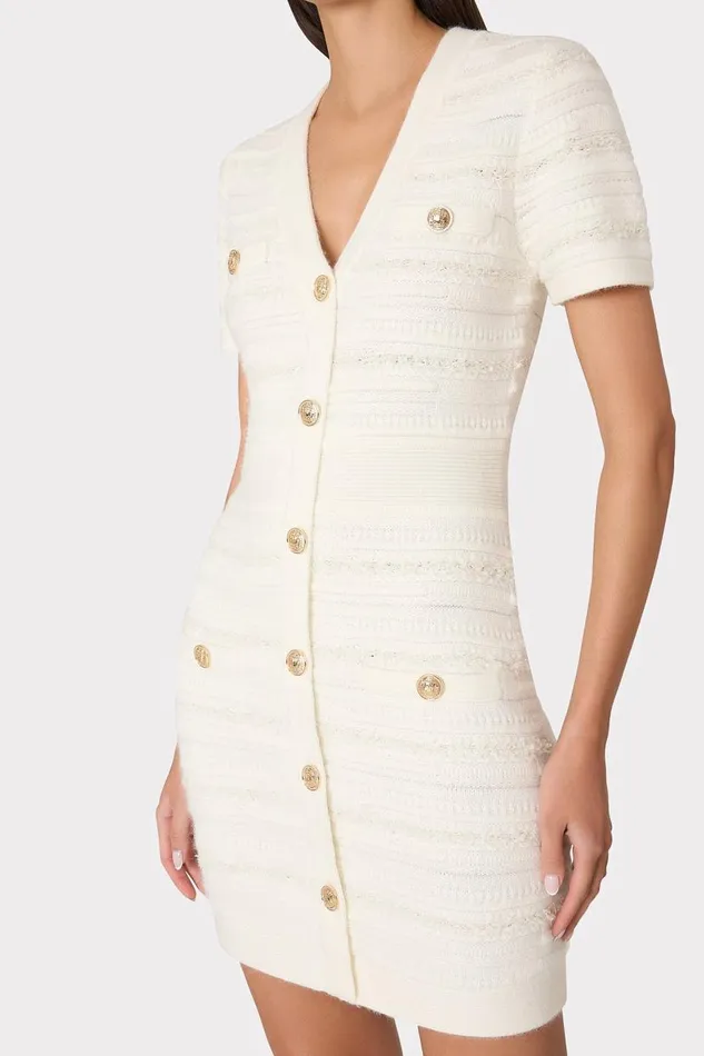 Milly Dresses Women Kennedy Textured Knit Mini Dress Ecru Milly Dresses Women Kennedy Textured Knit Mini Dress Ecru