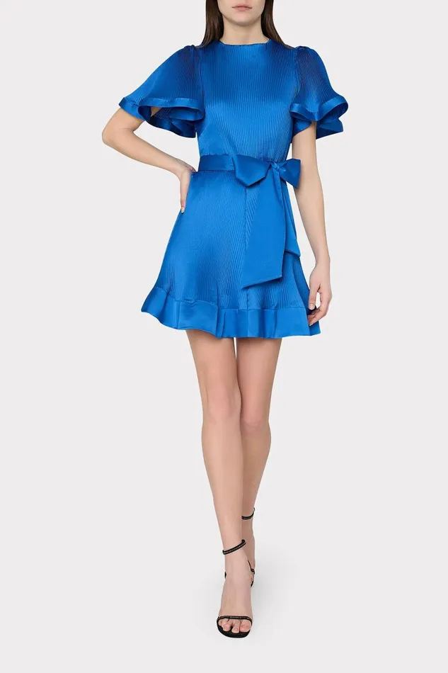 Milly Dresses Women Lumi Satin Pleated Dress Blue Milly Dresses Women Lumi Satin Pleated Dress Blue
