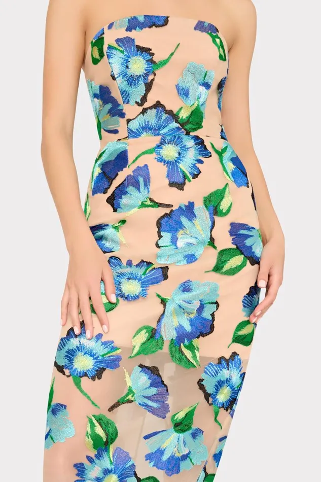 Milly Dresses Women Pictorial Poppy Midi Dress Turquoise Multi Milly Dresses Women Pictorial Poppy Midi Dress Turquoise Multi
