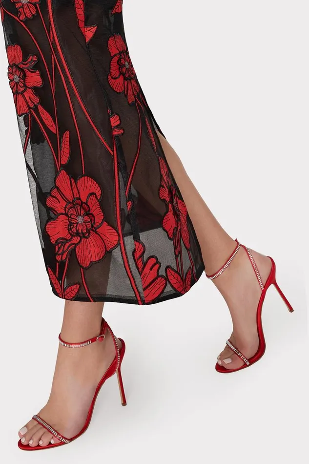 Milly Dresses Women Shiloh Grand Fleur Embroidered Dress Red Milly Dresses Women Shiloh Grand Fleur Embroidered Dress Red
