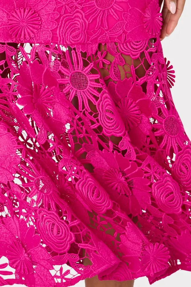 Milly Dresses Women Tahlia Cady Lace Combo Dress Fuchsia Milly Dresses Women Tahlia Cady Lace Combo Dress Fuchsia