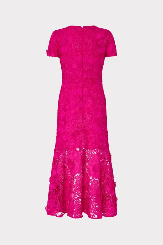 Milly Dresses Women Tahlia Cady Lace Combo Dress Fuchsia Milly Dresses Women Tahlia Cady Lace Combo Dress Fuchsia